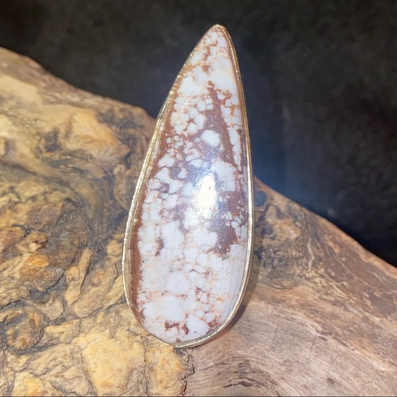 Jewelry - Wild horse Jasper Handcrafted elongated teardrop ring